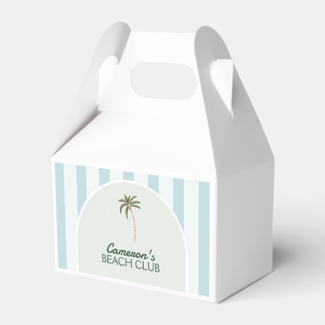 Editable Beach Club Cabana Birthday Favor Box (Front Side)