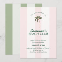 Editable Beach Club Cabana Invitation Birthday