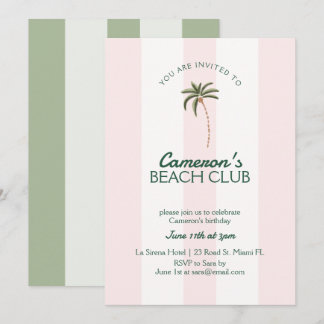 Editable Beach Club Cabana Invitation Birthday