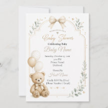Editable Bear Invitation, Boho Baby Shower