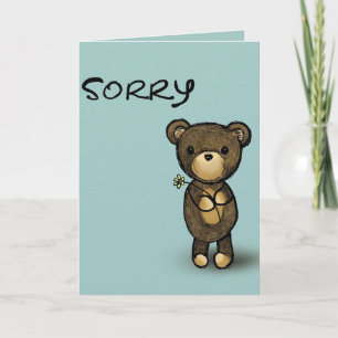 Editable Bear With Flower Sorry Card