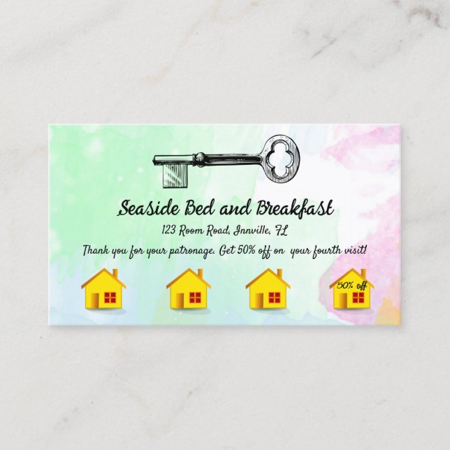 Editable Bed and Breakfast Inn Loyalty Card (Front)