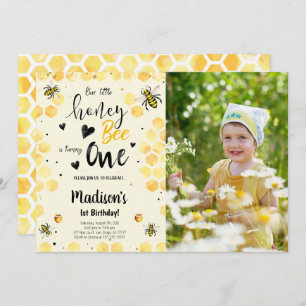 Editable Bee Birthday Photo Invitation