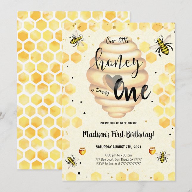 Editable Bee Invitation (Front/Back)