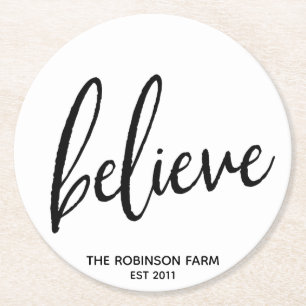 EDITABLE Believe Farmhouse Style Coasters