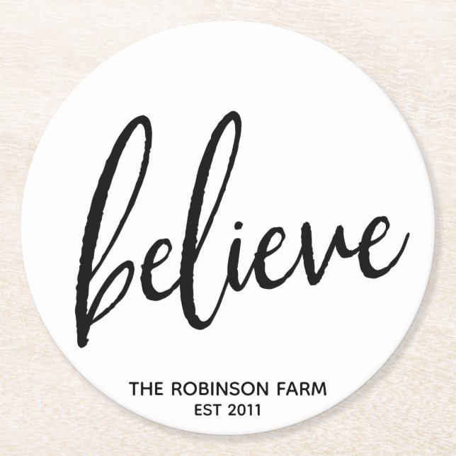 EDITABLE Believe Farmhouse Style Coasters (Front)