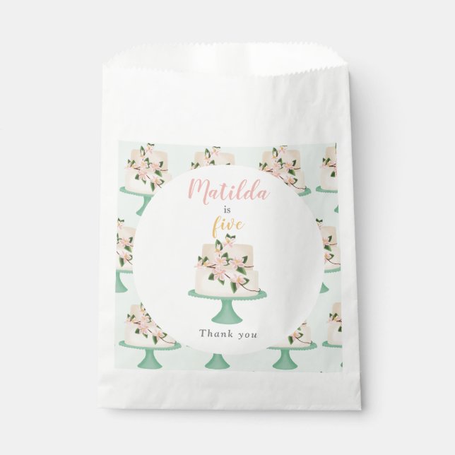 editable birthday cake party  favour bag (Front)