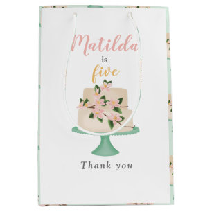 editable birthday cake party medium gift bag
