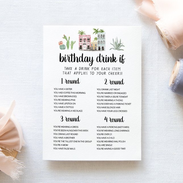 Editable Birthday DRINK IF Birthday Game Card (Creator Uploaded)
