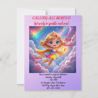 Editable Birthday Invitation – Superheroine Theme