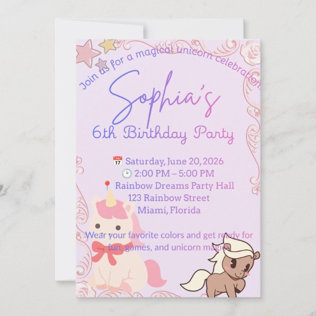 Editable Birthday Invitation Template (Front)
