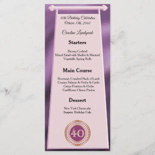Editable Birthday Menu 40th Rose Gold Glitter