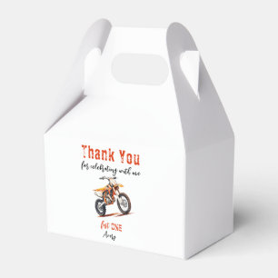 Editable Birthday Orange Motorbike Dirt Bike Favor Box