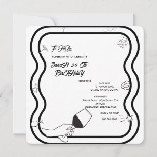 Editable Birthday Party Invi Hand Drawn Invitatio Save The Date