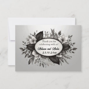 Editable Black and White Floral Notecard