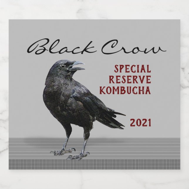 Editable Black Crow Beverage Beer Bottle Label (Single Label)