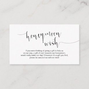 Editable Black Script, Wedding Honeymoon Wish Enclosure Card