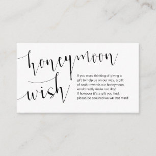 Editable Black Script, Wedding Honeymoon Wish Enclosure Card