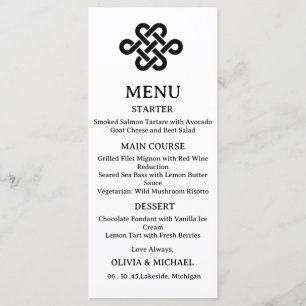 Editable Black & White Trinity Celtic Knot Wedding Menu