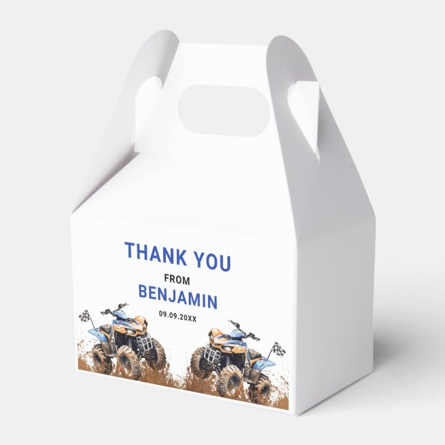 Editable Blue ATV Wheeler Bike Birthday Gable Box (Front Side)