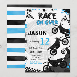 Editable Blue Bike Invitation Anniversaire