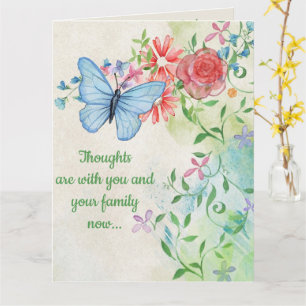 Editable Blue Butterfly and Flowers Card
