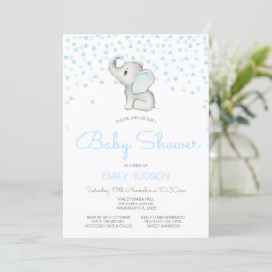 Editable Blue Elephant Invitation
