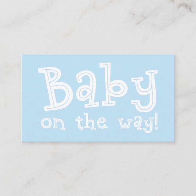Editable Blue Gift Registry Card, Baby on the Way! Enclosure Card (Front)