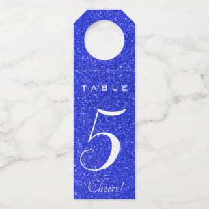 Editable Blue Glitter Table Number Bottle Tag