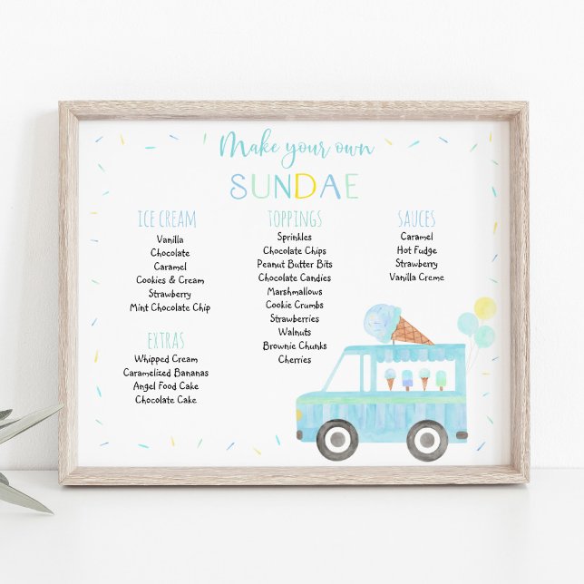 Editable Blue Ice Cream Sundae Birthday Sign (Creator Uploaded)