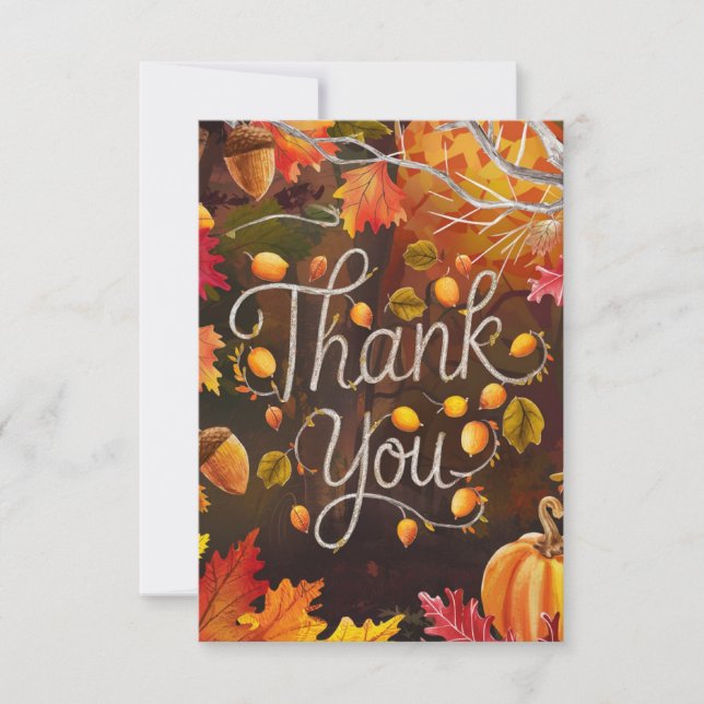 Editable Boho Autumn Fall Thank You Card (Front)