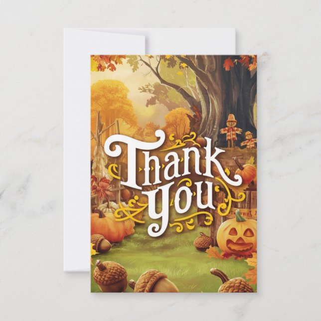 Editable Boho Autumn Fall Thank You Card (Front)