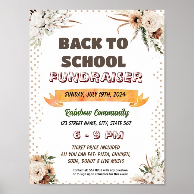 Editable boho back to school flyer  poster (Front)