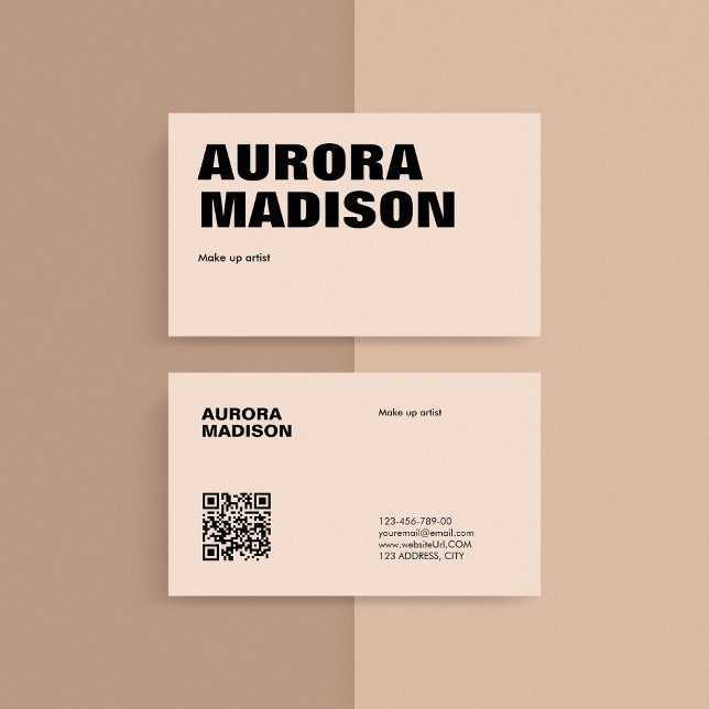 Editable Boho Business Card Template QR Code (Editable Pink Boho Business Card Template QR Code)