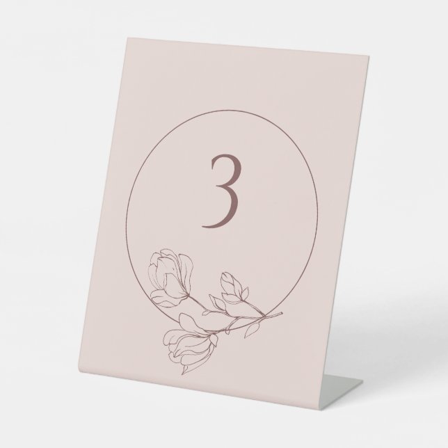 Editable Boho Floral Rose Wedding Table Number Pedestal Sign (Front)