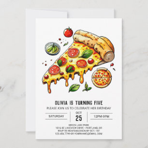 Editable Boho Pizza Birthday Invitation