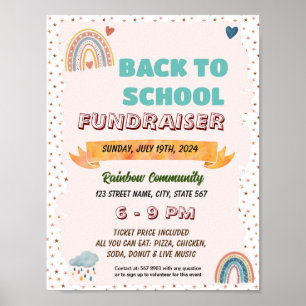 Editable boho rainbow back to school flyer poster