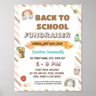 Editable Boho rainbow school template Poster