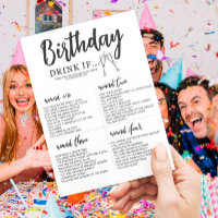 ÉDITABLE Boire si Anniversaire Carte de jeu