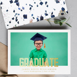 Editable Bold Gold Photo Kindergarten Graduation