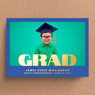 Editable Bold GOLD Photo Kindergarten Graduation