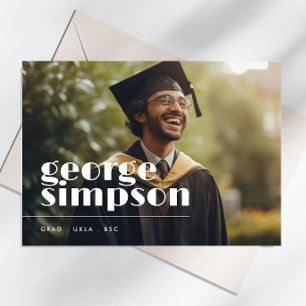 Editable Bold Script Grad Graduate Two Photo Announcement