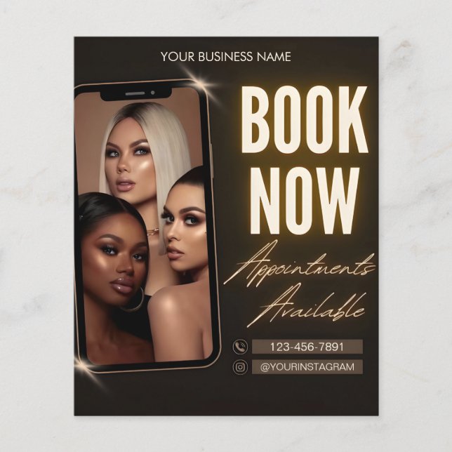 Editable Book Now Appointments Available Salon Flyer (Front)