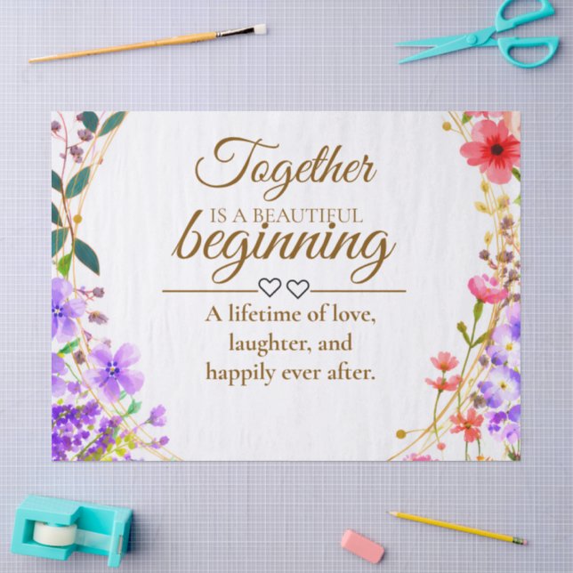 Editable Botanical Wedding Invitation Card Tissue Paper (Craft)