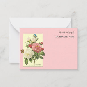 Editable Botanical White Red Roses Library of Card