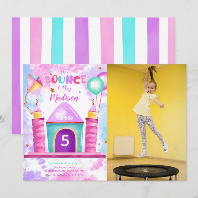 Editable Bounce Photo Invitation (Front/Back)