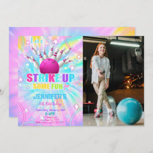Editable Bowling Birthday Photo Invitation