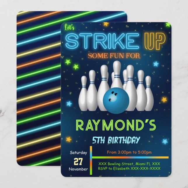 Editable Bowling Invitation (Front/Back)