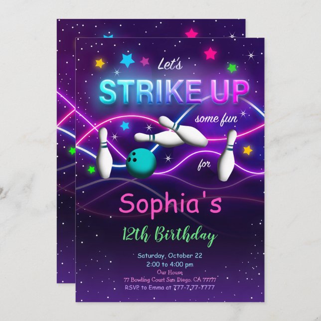 Editable Bowling Invitation (Front/Back)