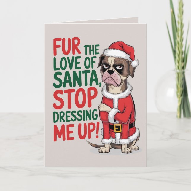 EDITABLE Boxer Funny Dog Christmas Card (Front)